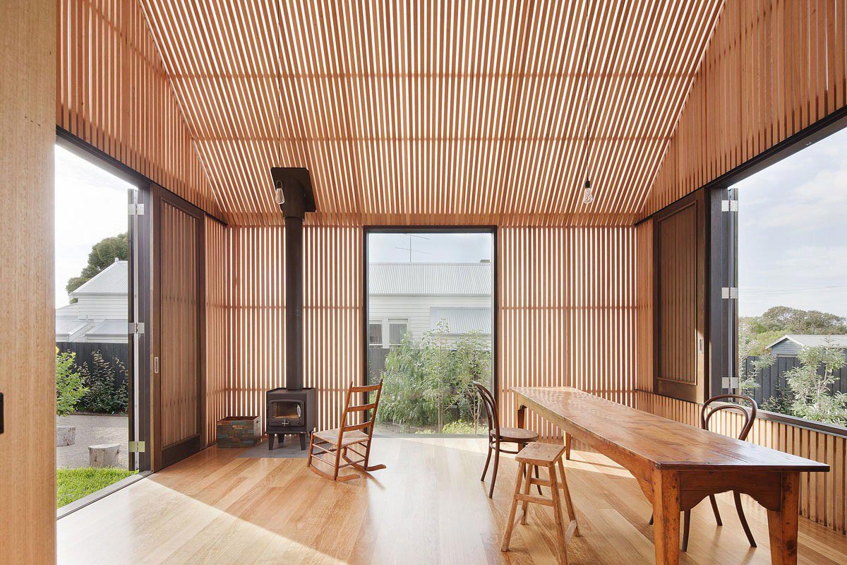 Corner Fireplace, Seaview House in Barwon Heads, Australia by Jackson Clements Burrows