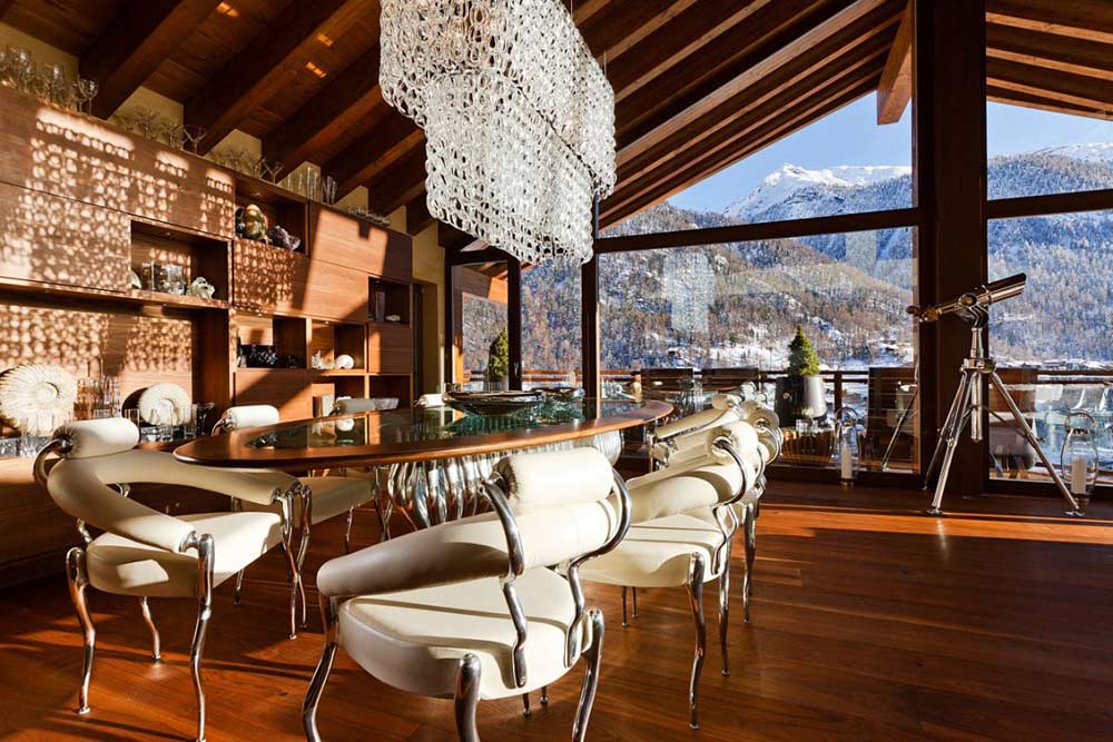 Dining, Living Space, Luxury Boutique Chalet in Zermatt