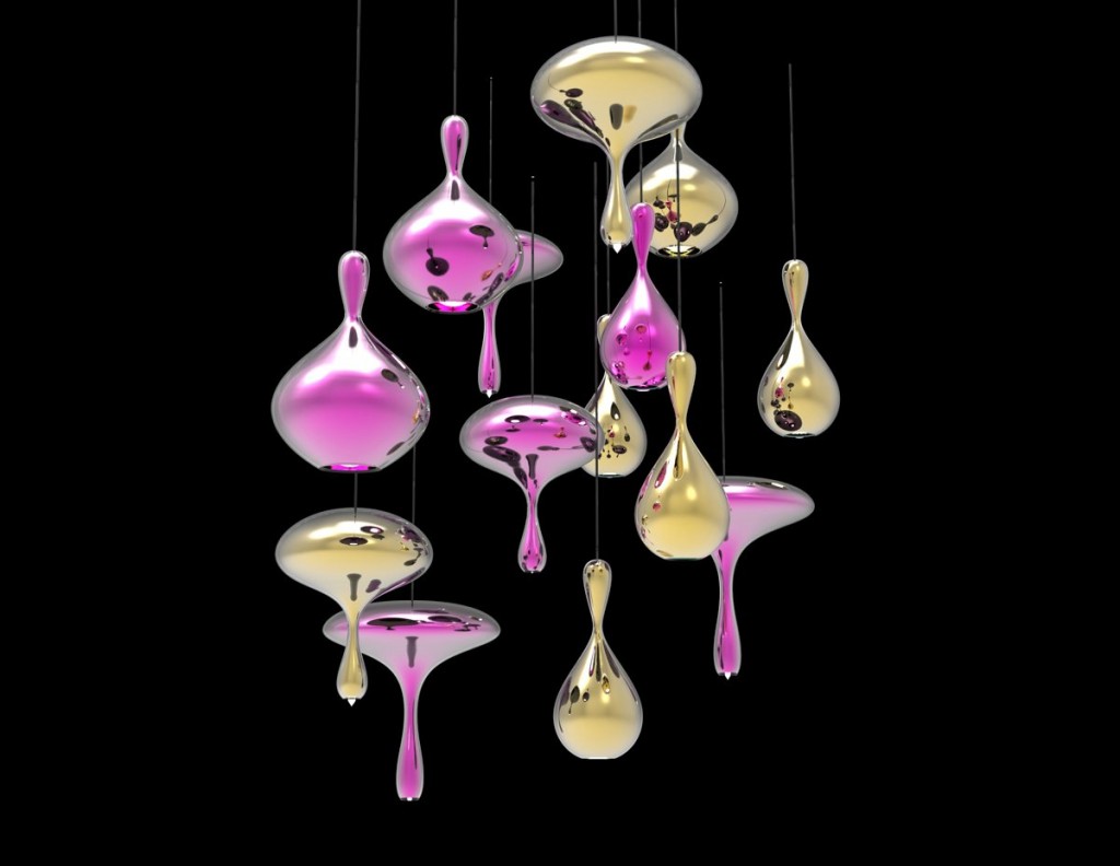 Sculptural Lighting Made with Mirrored Glass: Lava Drops