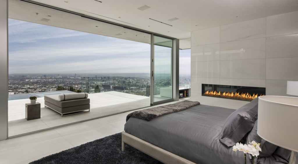 Bedroom, Contemporary Fireplace