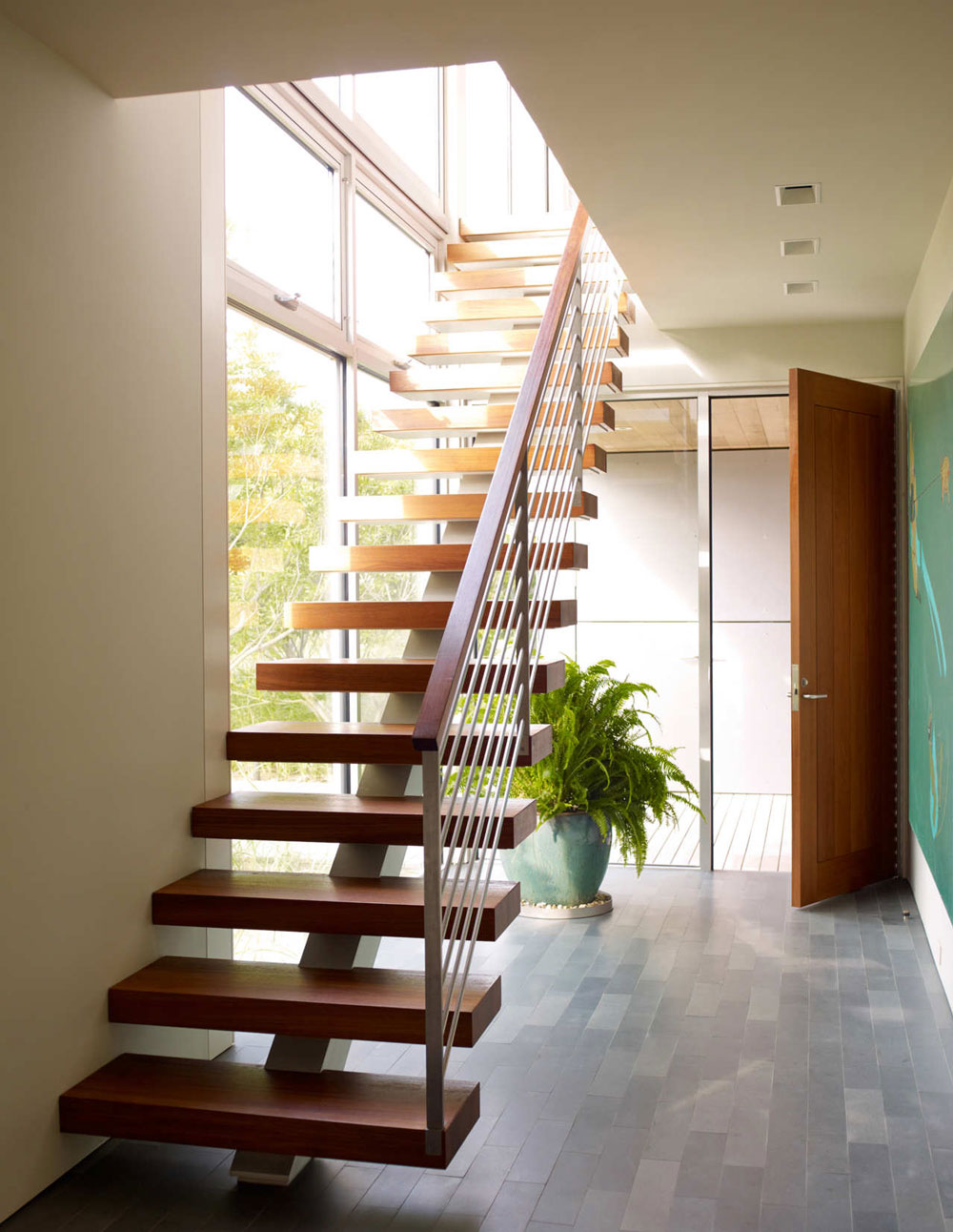 Modern Wood Stairs, Surfside House in Bridgehampton, New York by Stelle Architects