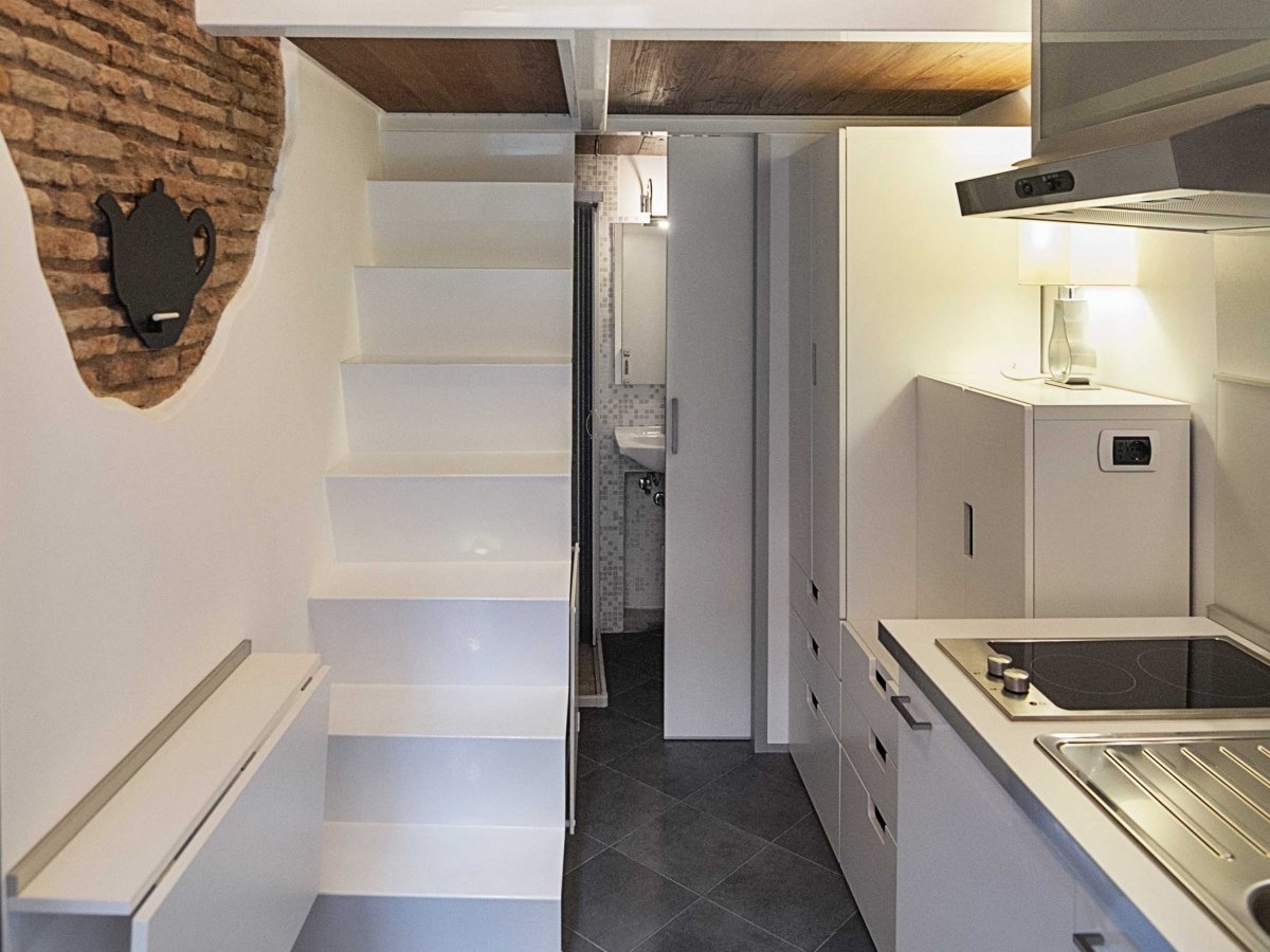 Kitchen, Bathroom, Stairs, Tiny House in Rome