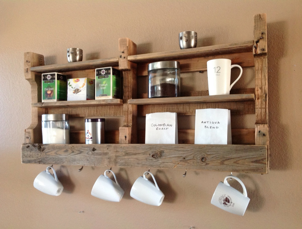 Reclaimed Wood Coffee & Tea Shelf