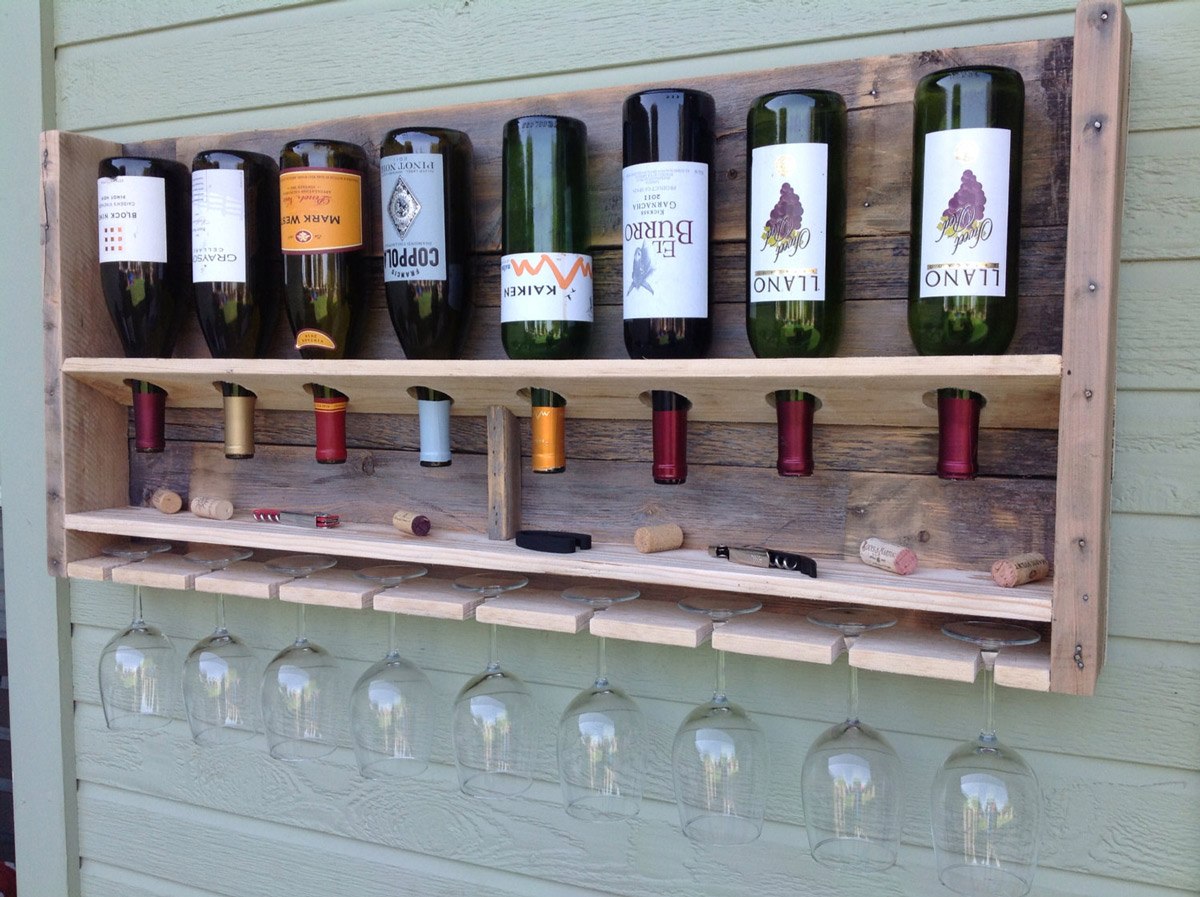 Outdoor Simplistic Reclaimed Wood Wine Rack