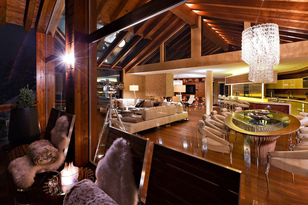 Open Plan Dining, Living Space, Luxury Boutique Chalet in Zermatt