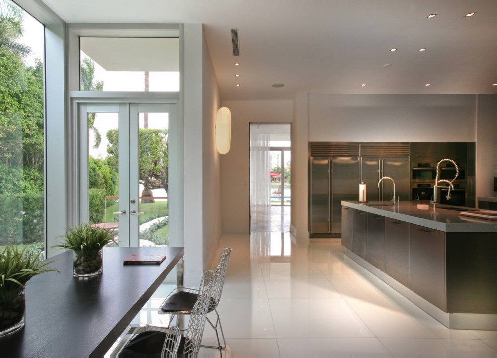 Kitchen Island, Breakfast Table, Contemporary Home in Miami Beach, Florida