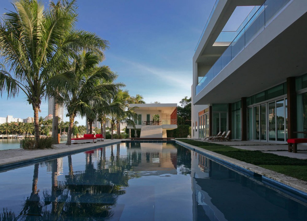 Pool, Terrace, Contemporary Home in Miami Beach, Florida